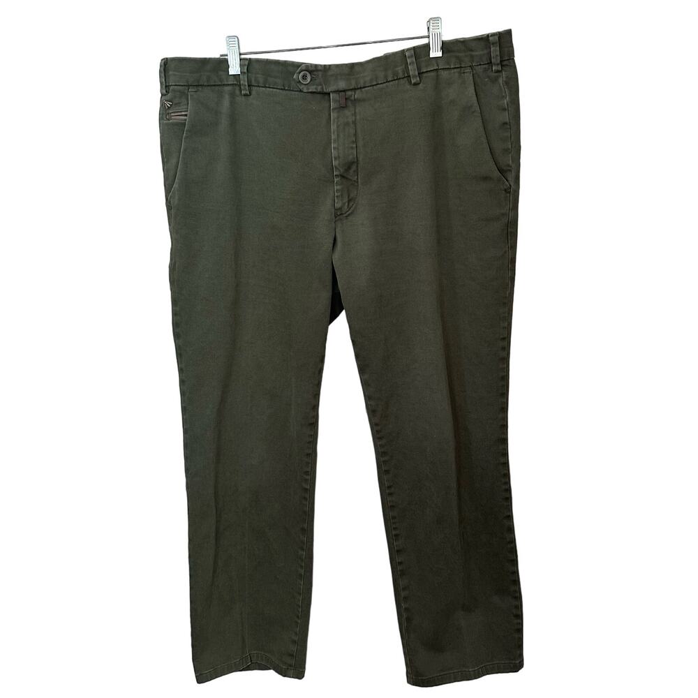 Meyer Exclusive Bonn Chino Pants Mens Size 38x30 Army Green Organic‎ Cotton Flaw